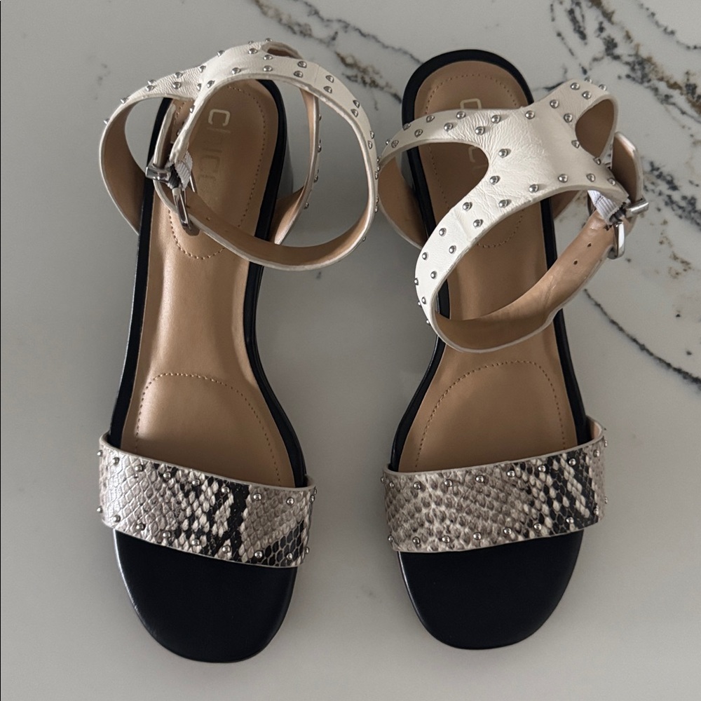 NWT Snake Print Sandal Heels Size 7 - Picture 5 of 6